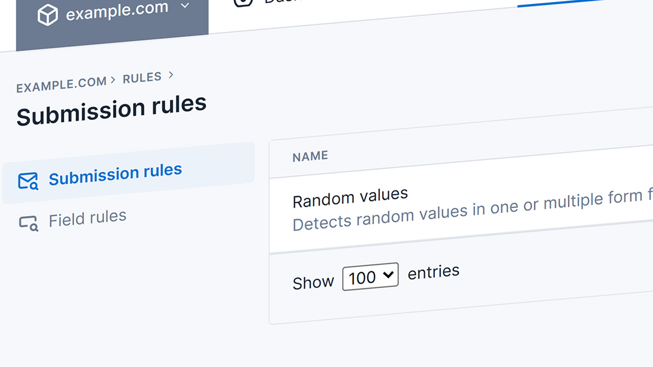 Shows the newly added submission rules interface.